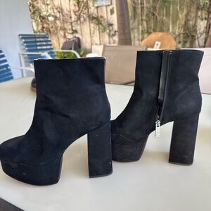Zara Black Platform Block Heel Ankle Boots